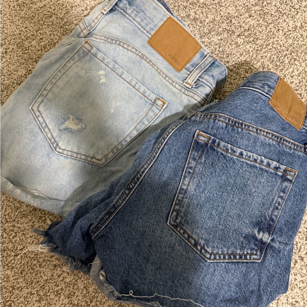 Aeropostale Light Wash and Dark Wash Denim High Waist Shorts